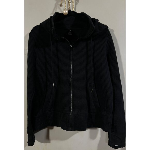 Active Life Womens Hooded Cardigan Type Jacket Zipper Pockets Drawstring EUC - Picture 1 of 2